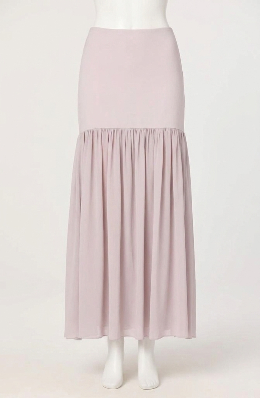 NEW ASTR aloyse contrast gathered maxi skirt in dusty lavender